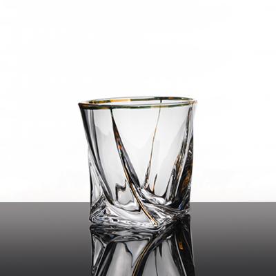 China Viable double glass old-fashioned cocktail, whiskey, luxury wine glass gold rim wine glass for sale