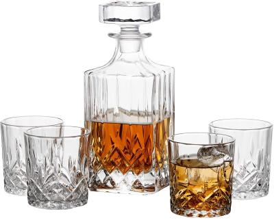 China Novara Decanter Glass Whiskey 700ml Bar Hotel Restaurant Home Crystal Decanter Glass Set with Bulk Tumbler Cups for sale