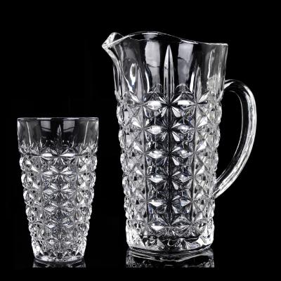 China Viable Clean Factory Wholesale 7Pcs Water Jug Glass Water Pitcher Set With 6 Drinking Glasses for sale