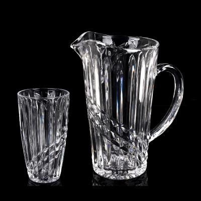 China Hot Selling 7pcs Water Jug Drinking Glass Tumbler Beverage Stocked Glass Cup Take Care Set for sale