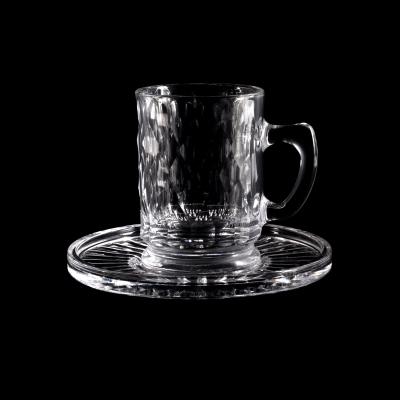 China Amazon Sustainable Hot Sale Vintage Arabic Style Clear Glass Tea Cup And Saucer Sets for sale