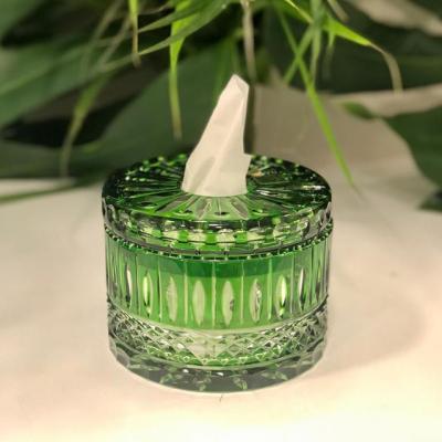 China Minimalist Clean Cheap Luxury Paper Holder Crystal Glass Tissue Box Macrame Plant Car Home Decorations Glass for sale