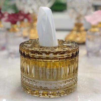 China Minimalist Clean Cheap Luxury Paper Holder Crystal Glass Tissue Box Macrame Plant Car Home Decorations Glass for sale