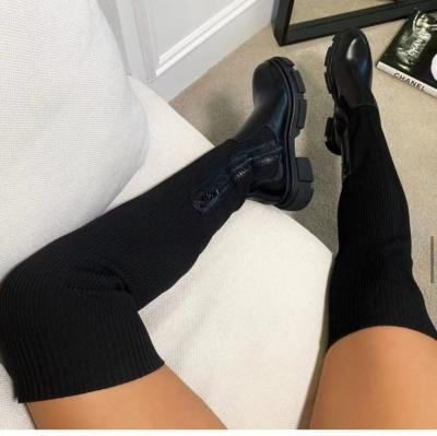 China Roman Boot Roman Boot Fall Winter Fashion Knit Stretch Sock Kicks Ladies Over The Knee High Girls Thigh High Shoes Women Boots for sale