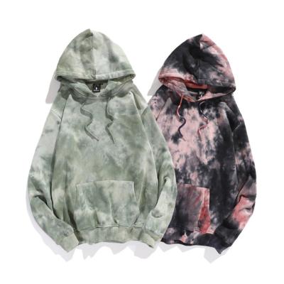 China Oversized Hooded Men's Hooded Tie Sweater Men's Cotton Hoodie Pullover Sweatshirt Dye Printing Unisex Hoodies for sale