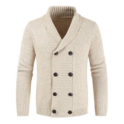 China Custom Made Soft Breathable Solid Color Breathable Knitted Sweater Crossover Cardigan For Men for sale