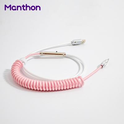 China China OEM Hotsale USB Keyboard Aviation Type-C Keyboard Cable Aviator Coiled For Mechanical Wire Spring Custom Coiled Dual Sleeved Aviator Cable for sale