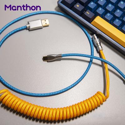 China Custom Braided Type C COMPUTER Cord Wire USB Coil Stretch Cord With Gx16 Aviation Connector For Keyboard for sale