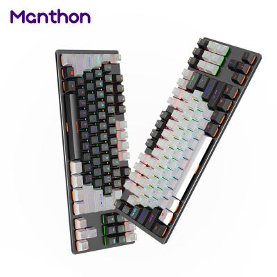 China Anti-ghosting New Design Raise RGB 87 Keys Black And White Chocolate Keyboard for sale