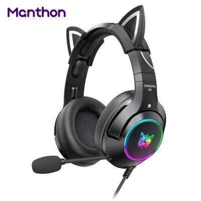 China Good Quality Phone Cat Ear Gaming Headphone Headset Simple Cute Earphone for sale