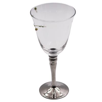 China Wedding Party Safe Classic Ware Food Grade Pearl Silver Double Champagne Glassware Red Wine Glasses Transparent for sale