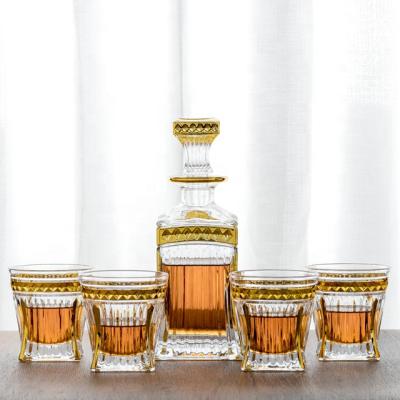 China Best Etched Selling Shaped Crystal Clear Bottle Glassware Crystal Whiskey Glass for sale