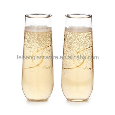 China Modern Telsen Wholesale Personalized Champagne Glass Valentines Day Gift Stemless Party Bridal Gift for sale