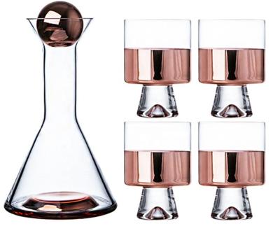 China Creative Crystal Glass Electroplating Rose Gold Wine Glass Decanter European Telsen Style New Design With Tumblers Glass Cup for sale