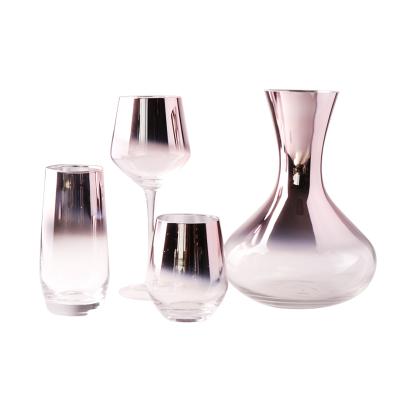 China Modern Telsen Gray Pink Glass Set with Ion Plating for Wedding and Hotel for sale