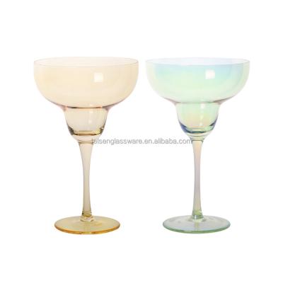 China Telsen Ware Color Safe Spray Color Handblown Amber Coloful Handblown Food Grade Barware Martini Glass Green Blue Green Free Mug for sale