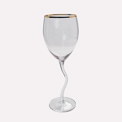 China Safe Wholesale Wedding Food Grade Luxury High Quality Red Wine Gold Stem Glass Glassware Set For Party for sale