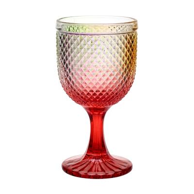 China New Classic/Postmodern Multicolor Telsen Dimond Red Wine Glass Set Colored Glassware Part Diamond Red Wine Glass Cup Set for sale