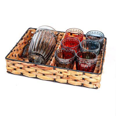 China Eco-Friendly Vintage Pressed Telsen Wine Glass Cup Ever Fading Unique Rattan Set Weave Drinkware Sets for sale