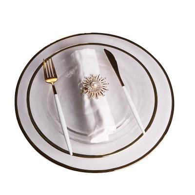 China Wholesale Viable Telsen Design Wedding Charger Fancy Dishes Party Fashion Dinner Tableware Glass Plates for sale