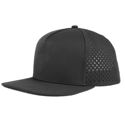 China 5-Panel Hat Laser Cut Holes 5 Panel Hats Cap Trucker Hat with Rubber Patch Suppliers for sale