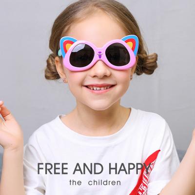 China 2021 100% New UV Protection Fashion Cartoon Silicone Kids Flexible Frame Baby Sunglasses for sale