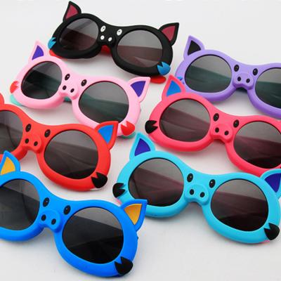 China 2021 100% New Fashion Cartoon Puppy Kids Silicone UV Protection Flexible Frame Baby Sunglasses for sale