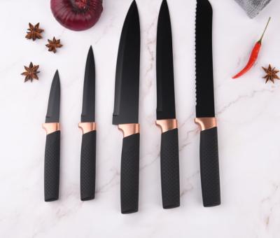 China IGER Sustainable Knife Set Kitchen Whole Black Kitchen Knives Set 3cr13 Non-stick Stone 6pcs Knife OEM for sale