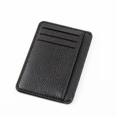 China Fashion LOGO Custom Embossed Leather RFID Card Case Wallet Credit Card Slim Stand for sale