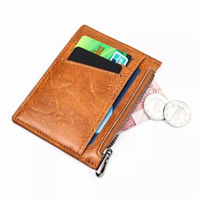 China Custom Fashion Logo Gift Promotion PU Faux Leather Card Holder Case Leather Wallet With Zipper for sale