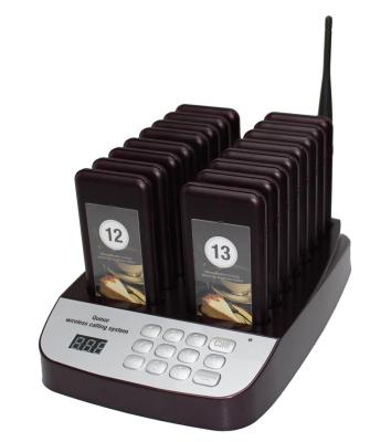 China Restaurant Restaurant Guest Paging System Wireless Transmitter 16 Pager Rechargeable for Small Shop for sale