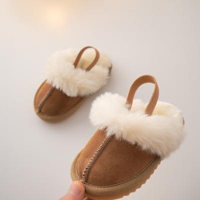 China High Quality Breathable Warm Elastic Band Back Open Heel Shoe Winter Indoor Slippers For Toddler And Kids for sale