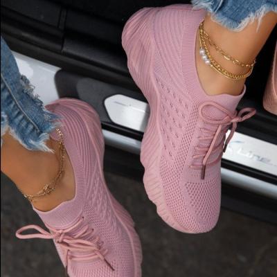 China Flat Women Fashion Outdoor Casual Shoes Sneaker Lace Up Breathable Shoes for sale