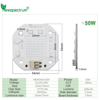 China Driverless UV 395nm COB LED Chip 50W No Welding 4 KV Surge Protection No Flicker for sale