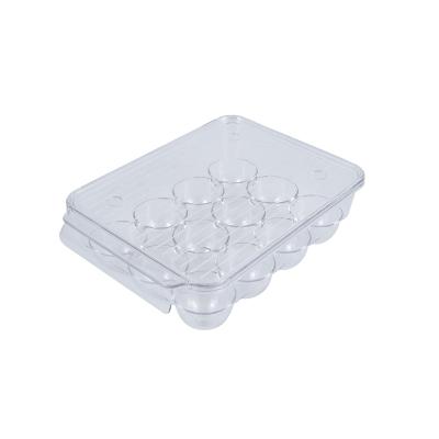 China Kitchen Viable Plastic Egg Holder Stackable Clear 12 Egg Tray, BPA Free Fridge Organizer, Fridge Egg Storage Container with Lid for sale