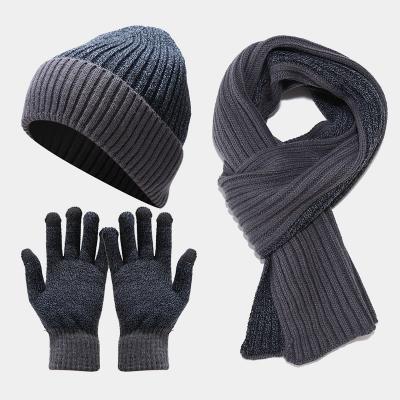 China COMMON winter knitted three sets hats scarves and gloves sets for sale