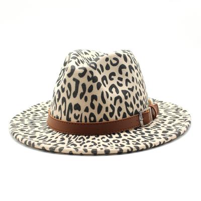 China New Large High Quality Modern Custom Made Cowboy Fedora Hats Wide Brim Leopard Fedora Hats for sale