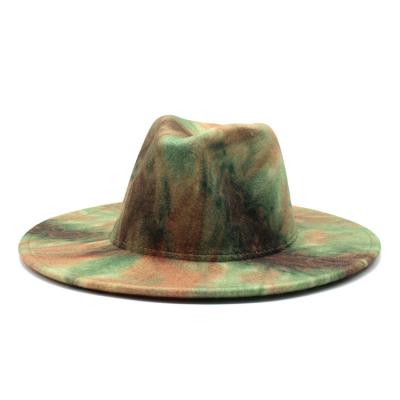 China Good Quality Modern Design Picture Gradient Color Tie Unisex Casual Dye Fedora Hats for sale