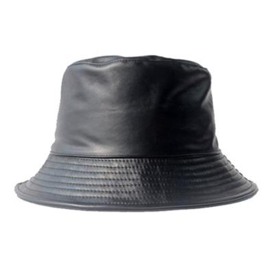 China Character Winter Preferred High Quality Black PU Leather Bucket Hats for sale