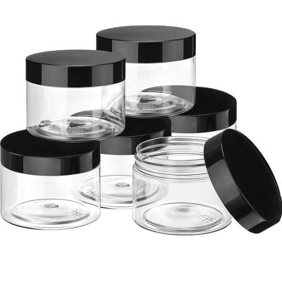 China 3ml 5ml 10ml 15ml 30ml 50ml 60ml 100ml 200ml 250ml Plastic Packaging PET Lip Scrub Container With Black Lid for sale