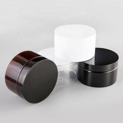 China Packaging Empty PET Cream Jar 30ml 50ml 80ml 100ml 200ml 250ml Amber Plastic Cosmetic Jar With Lid for sale