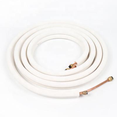 China Home 1/4+3/8 Air Conditioner Pre Insulated Pipe PE Insulation Copper Pipe for sale