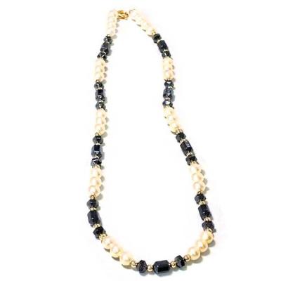 China FASHIONABLE Hematite Beads Glass Bead Necklace Black Hematite Stone Beaded Jewelry For Girl Women Metal Clasp for sale