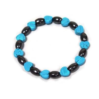 China Wholesale Heart Magnetic Bangle Turquoise Rice BOHEMIA Hematite Gemstone Bracelets Stretch Turquoise Black Blue Hematite for sale