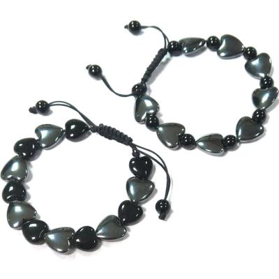 China Wholesale CLASSIC onyx heart hematite gemstone bracelets tie knotted natural stone black agate bracelet hematite for sale