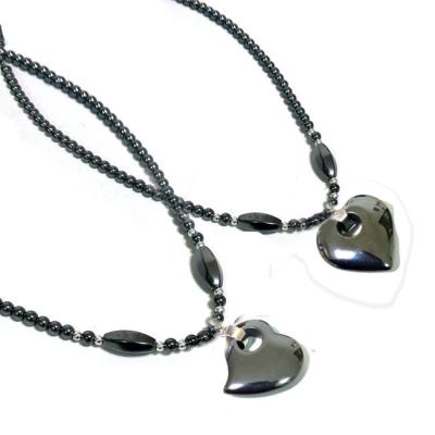 China FASHIONABLE Hematite Heart Gemstone Pendant Necklace Round Bead Jewelry Women Men Gifts Party for sale