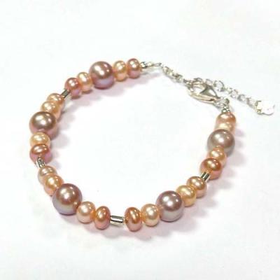 China Trendy Natural Purple Silver 925 Silver Bracelet Clasp Extender Fashion Jewelry Round Freshwater Pearl Rosebud Tube Pearl Tube for sale