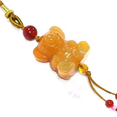 China Bear Handcrafted Natural Stone Jade Koala Yellow Jade Gemstone Jade Stone Hanging Ornament Crafts Knot Decoration Gifts Chinese Hanging Party for sale