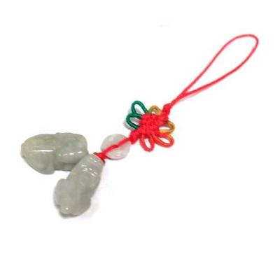 China China Jade Twin Pi Xiu Pendant Carved Statues Feng Shui Pi Yao Natural Gemstone Pendants Hanging Ornament For Chinese Festival for sale