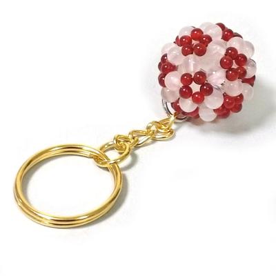 China Luxury Rose Quartz Carnelian Beaded Handwork Handcrafted Natural Agate Gemstone Ball Key Chain Ornament Pendant Gift for sale